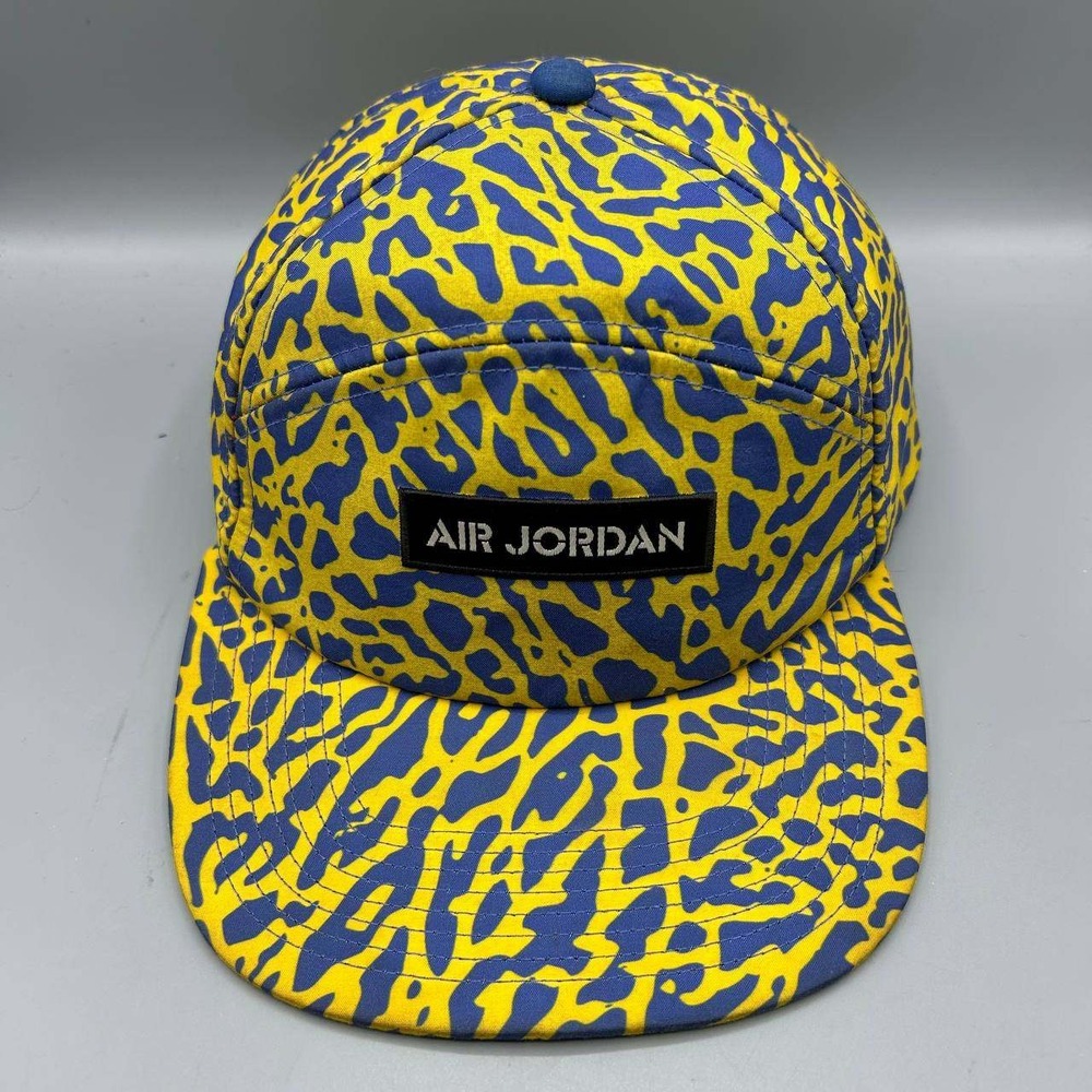 Air Jordan 5 Panel Hat Men Yellow Blue Cement Elephant Jumpman Strap Back Cap